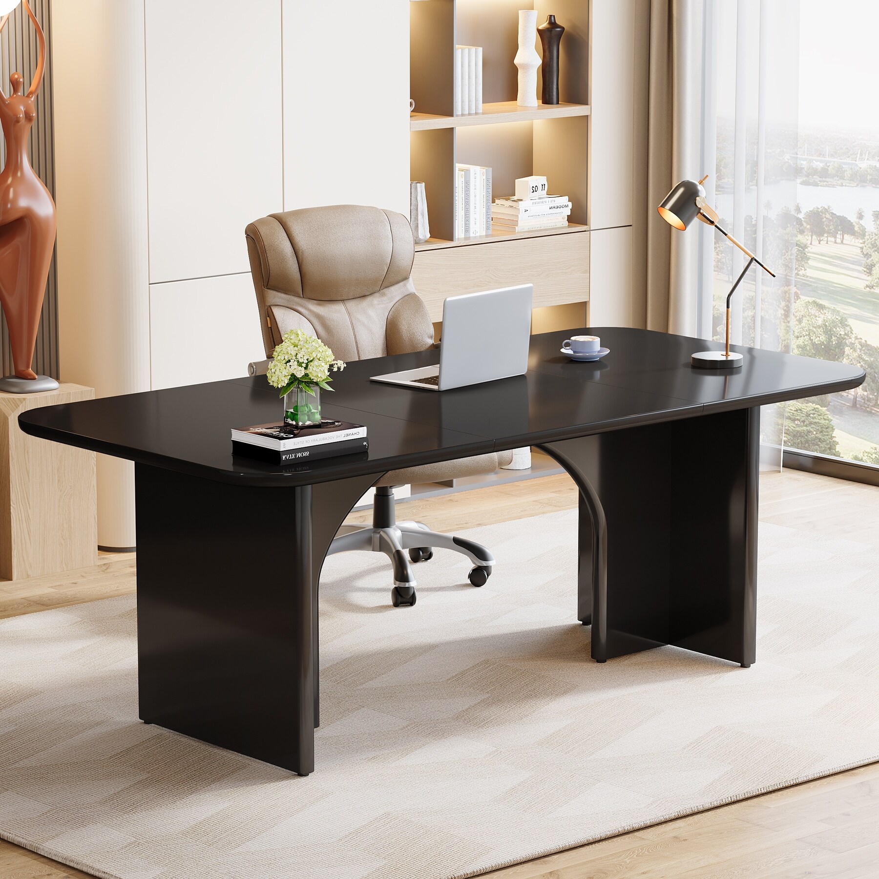 63" Executive Desk, Large Computer Desk Modern Home Office Desk