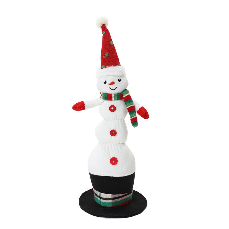 Animated Singing 18.5" Tall Snowman Holiday Decoration, Battery Operated - 18.5" H x 7" Diameter