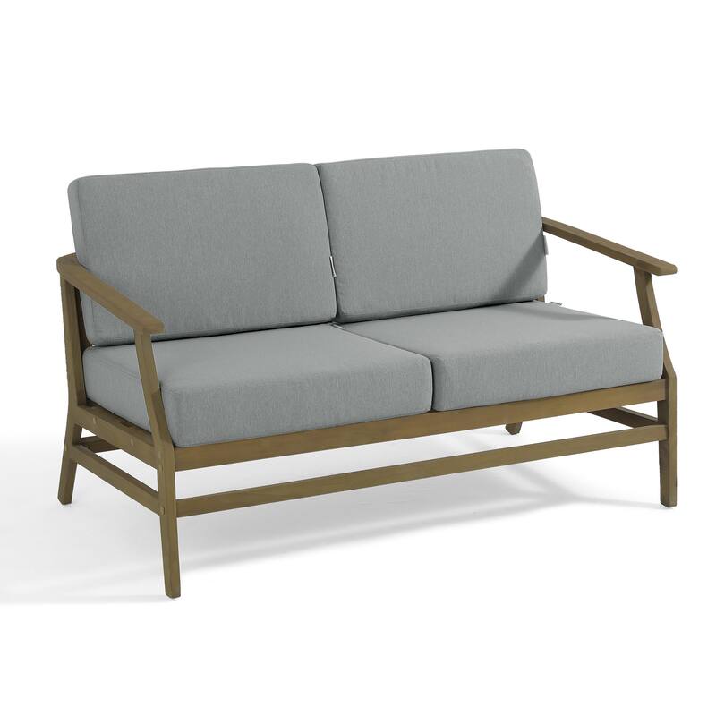 Teak Outdoor Patio Club Chairs Loveseat with Cushions