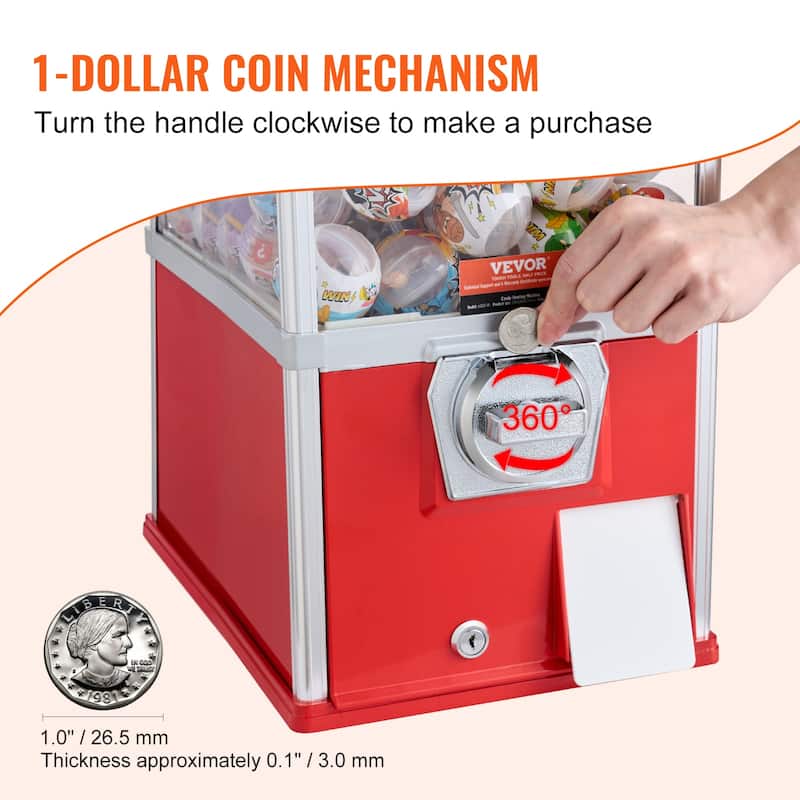 VEVOR Gumball Machine for Kids Home Vending Machine Rectangle Bubble Gum Machine for Game Stores Coin Operated Gumball Bank