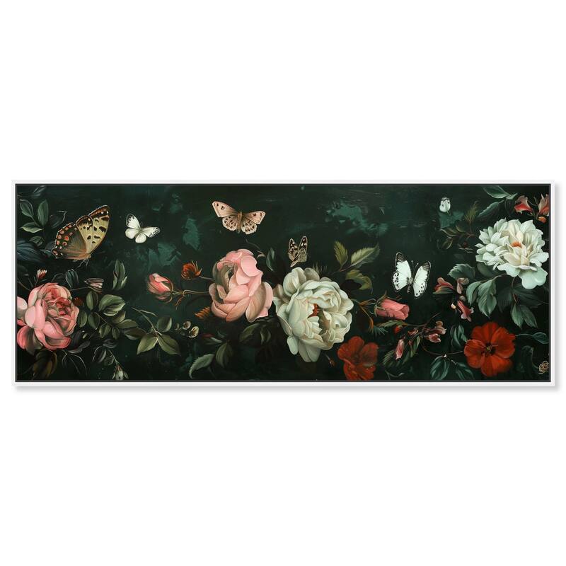 Emerald Floral II Panoramic Canvas by Art Remedy - White - 54" x 20"