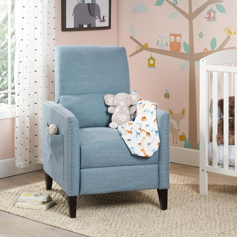 Contemporary Recliner Chair with Push Back Mechanism in Fabric by Christopher Knight Home