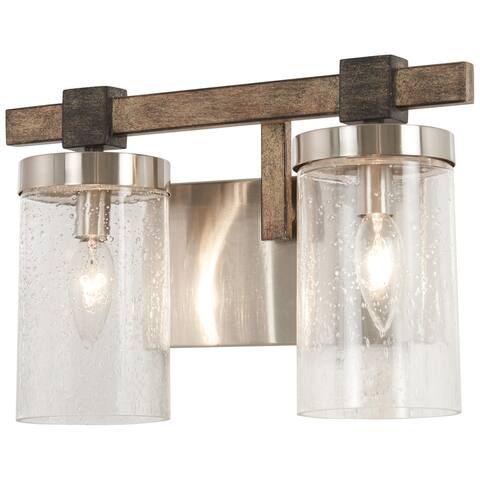 Bridlewood 2-light vanity bath fixture with a stone gray and brushed nickel finish and clear seeded glass by Minka-Lavery