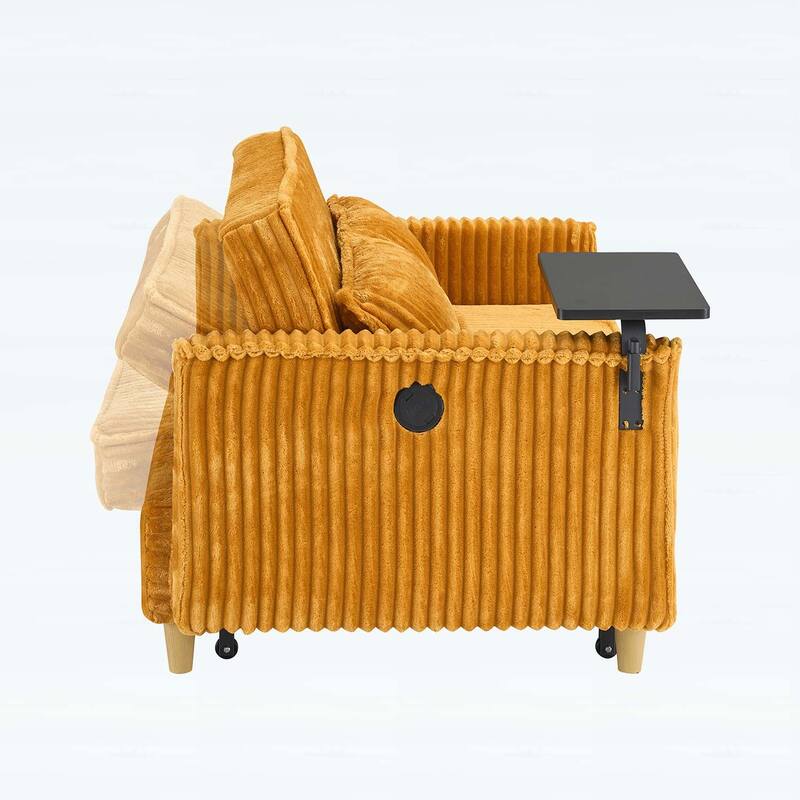 Pull-Out and Push-In Sofa with Movable Tabletop and USB Ports, Ideal for Living Rooms and Bedrooms
