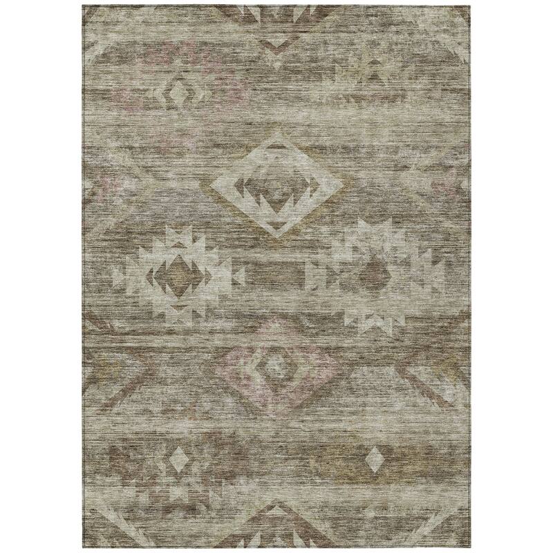 Machine Washable Indoor/ Outdoor Chantille Boho Tribal Rug