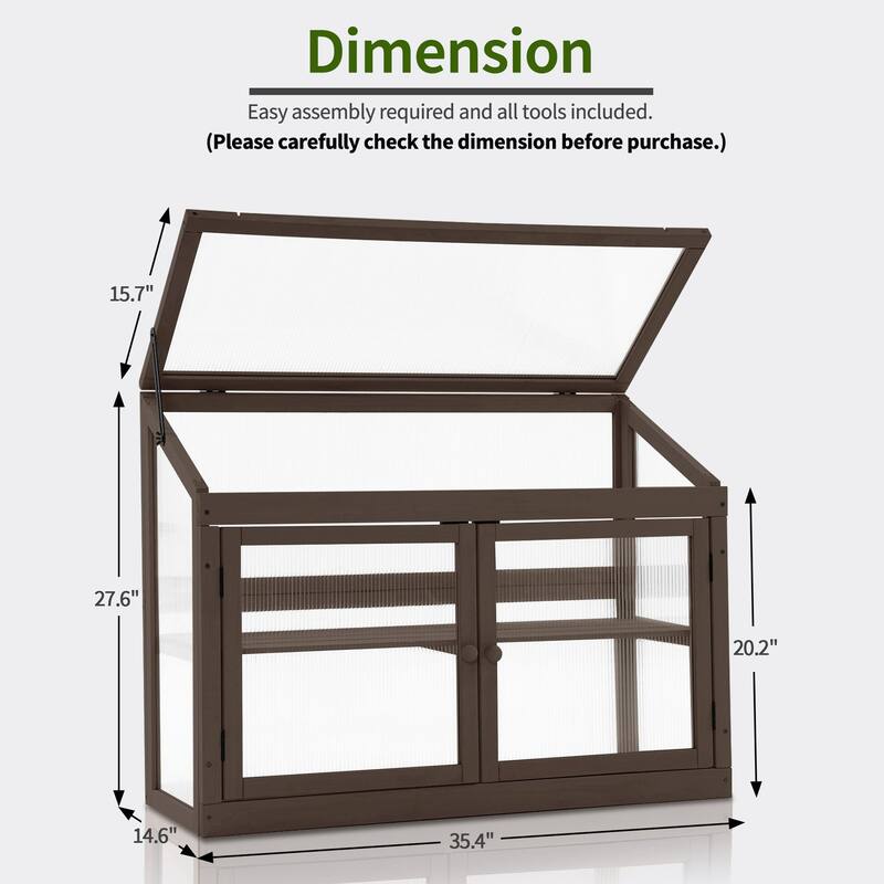 MCombo 2-Tier Cold Frame Greenhouse, Solid Wood 0160