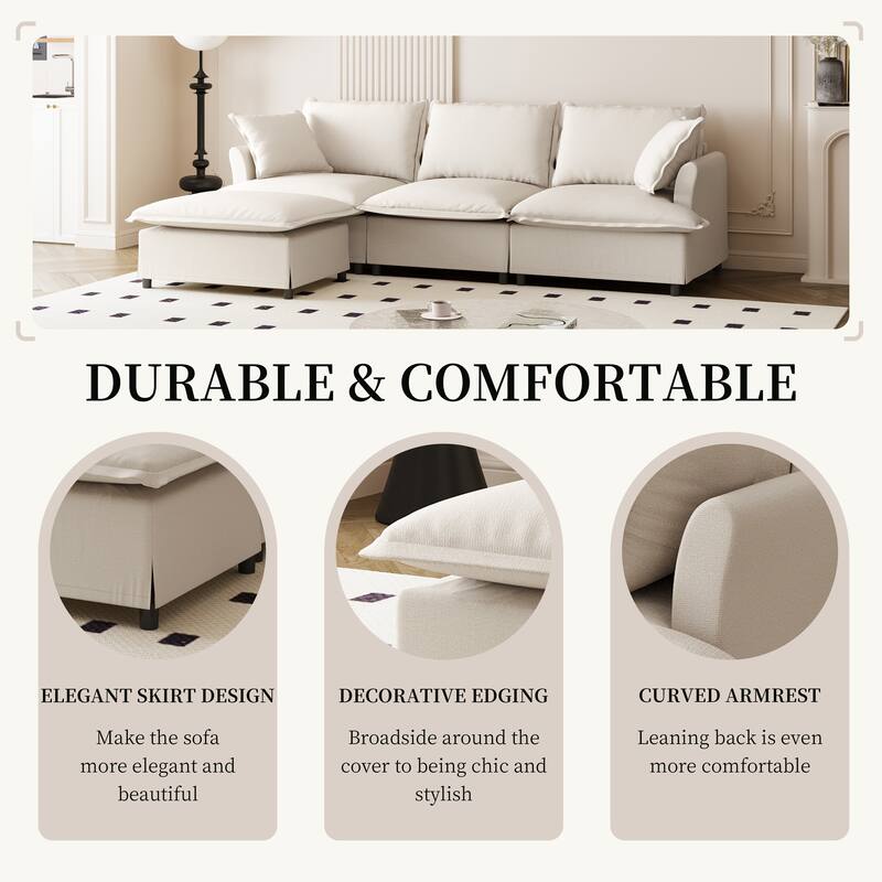 Chenille Modular Sectional Sofa, L Shaped Sectional Cloud Couch Set