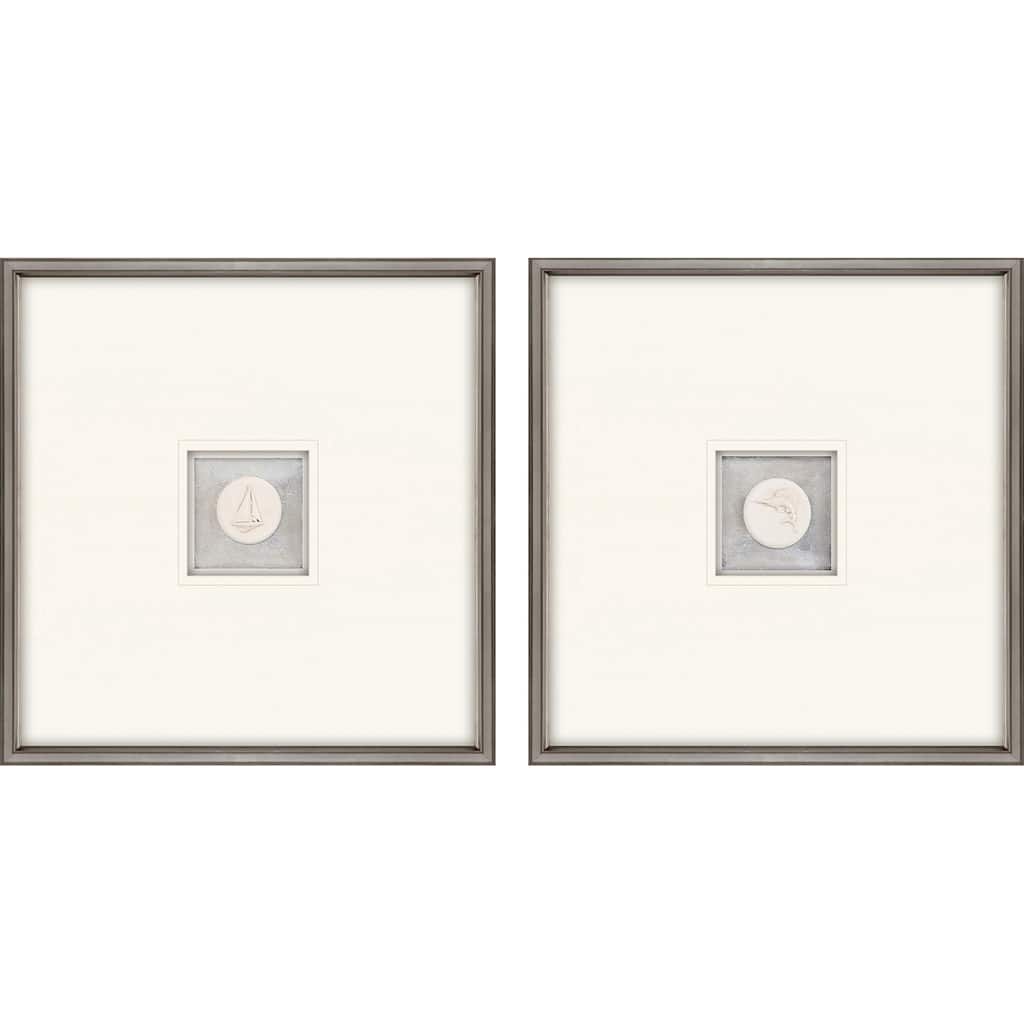 Coastal Intaglio I S/2 Mixed Media Framed Art Under Glass - White