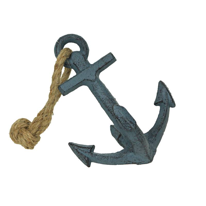 Set Of 2 Cast Iron Ship Anchor Bookends Nautical Home Decor Sculptures - 4.75 X 4.5 X 3.25 inches