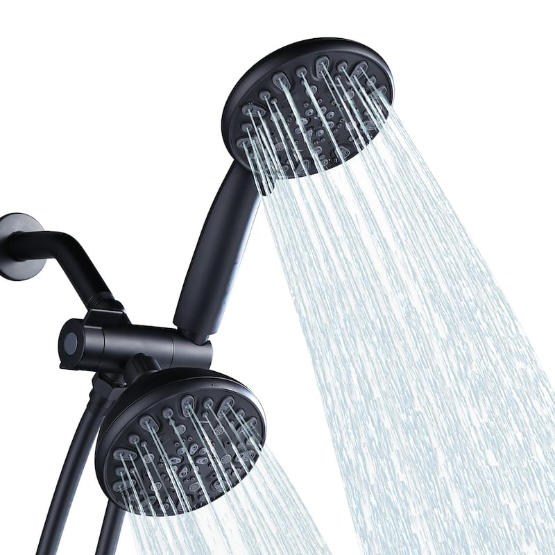 WOWOW 7-Spray 4.5 in. Dual Shower Head and Handheld Shower Head - Matte Black