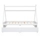 preview thumbnail 26 of 25, Twin Size Low House Bed with Two Drawers, Modern Wooden Platform Bed Frame with Storage for Kids, Teens, Boys, Girls