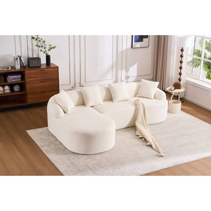 98.4" Chenille L-Shaped Sectional Sofa with Chaise & Pillows