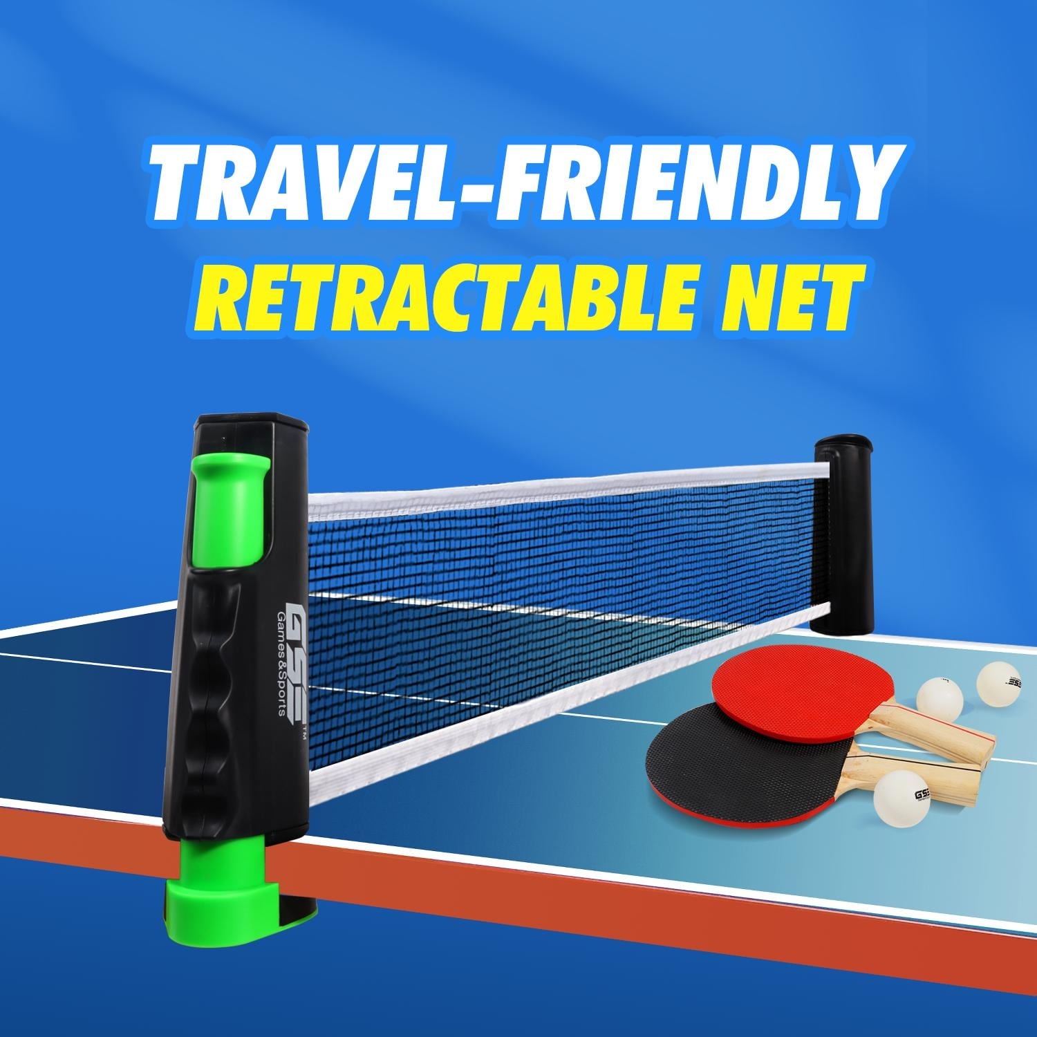 GSE Adjustable Retractable Ping Pong Net & Post Portable Table Tennis Net & Clamps Replacement Ping Pong Net For Any Tables