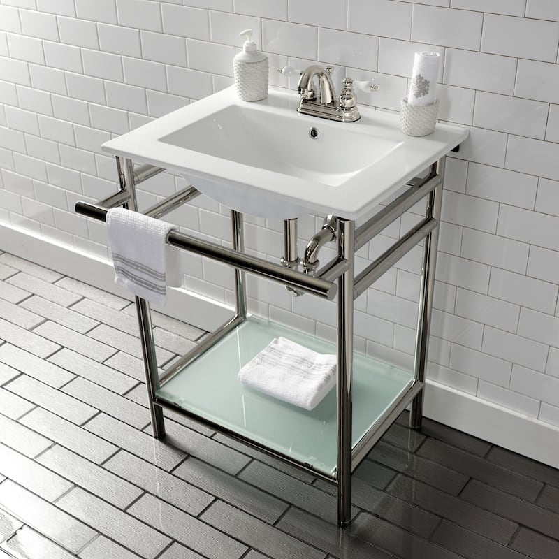Restoration Two-Handle 3-Hole Deck Mount 4 in. Centerset Bathroom Faucet