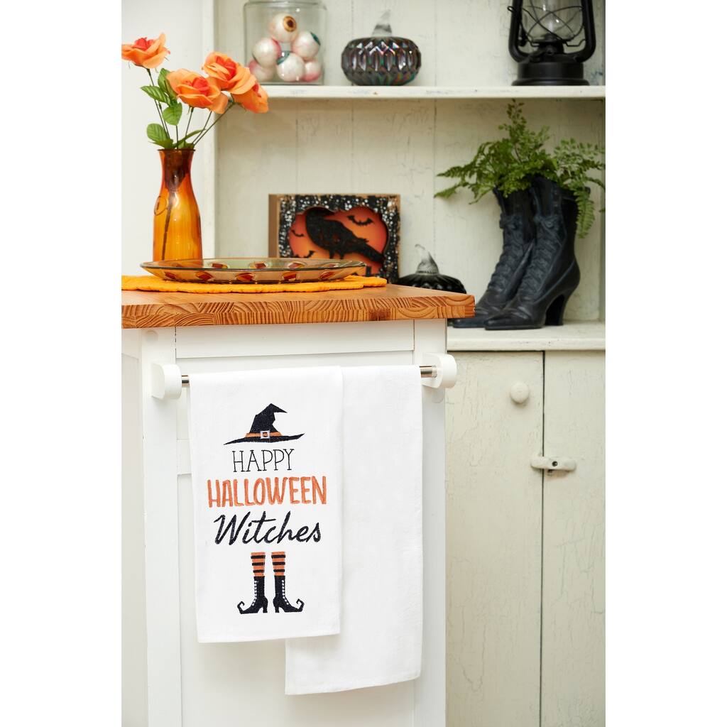 Happy Halloween Witches Flour Sack Kitchen Dishtowel