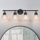 preview thumbnail 13 of 11, 24 in. 3-Light Black Bathroom Vanity Light with Clear Prismatic Glass Shade