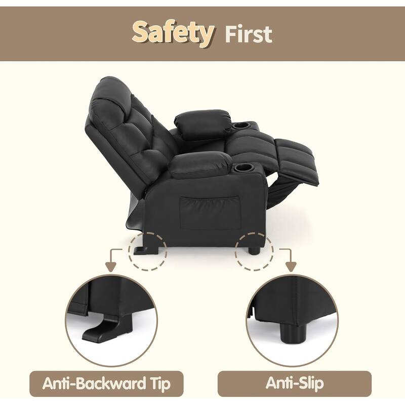 MCombo Big Kids Recliner Chair with Cup Holders - 28.3"(L)x26.0"(W)x34.2"(H)