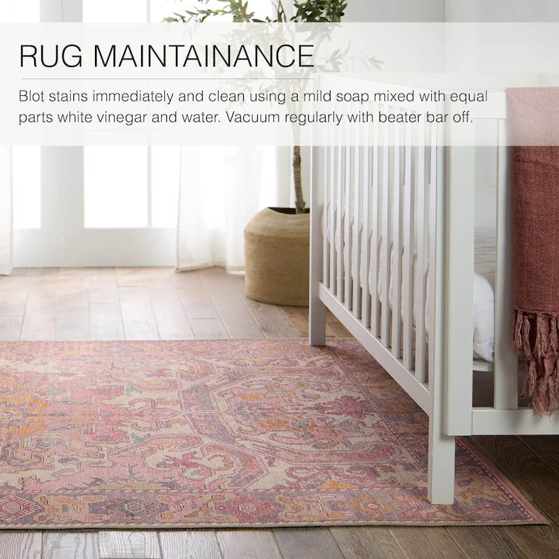 Elanor Machine Washable Medallion Pink/Purple Rug