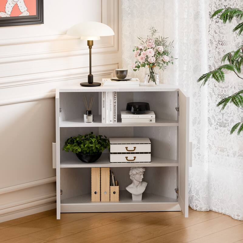 Corner Cabinet Wooden Corner Storage Organizer Cabinet with Adjustable Shelves