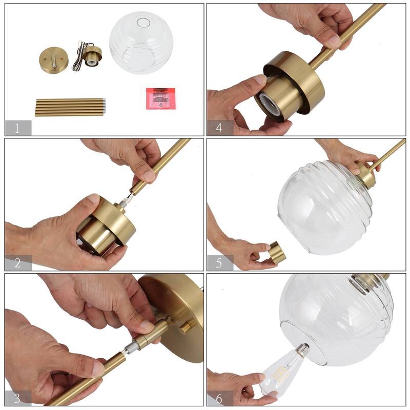 Mid-century Modern 1-light Gold Pendant Light Dimmable Kitchen Island Lighting