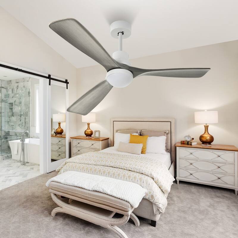 Moasis 52 inch Walnut Wood Ceiling Fan Light with Remote Control,LED 3-Color Adjustable - 52"