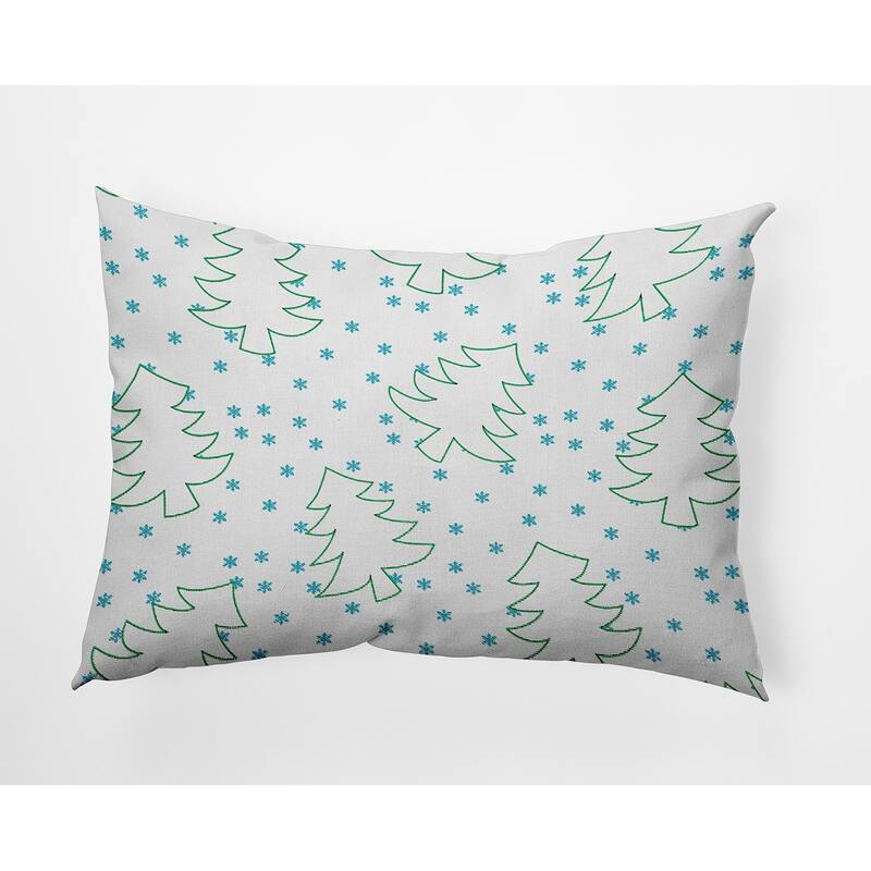 Christmas Tree Outlines Accent Pillow - 14" x 20" - Turquoise