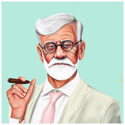 Empire Art Direct Hip Sigmund Freud Printed Tempered Glass Wall Art - Multi-Color