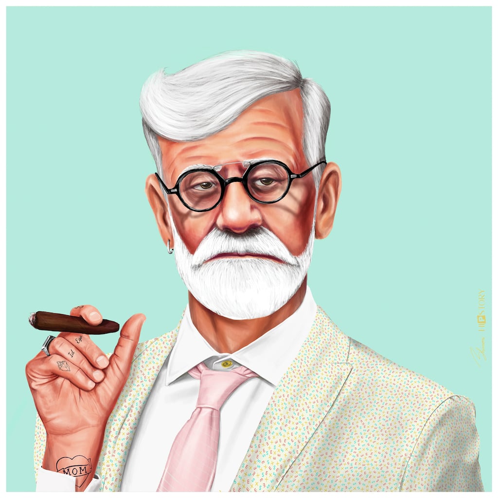 Empire Art Direct Hip Sigmund Freud Printed Tempered Glass Wall Art - Multi-Color