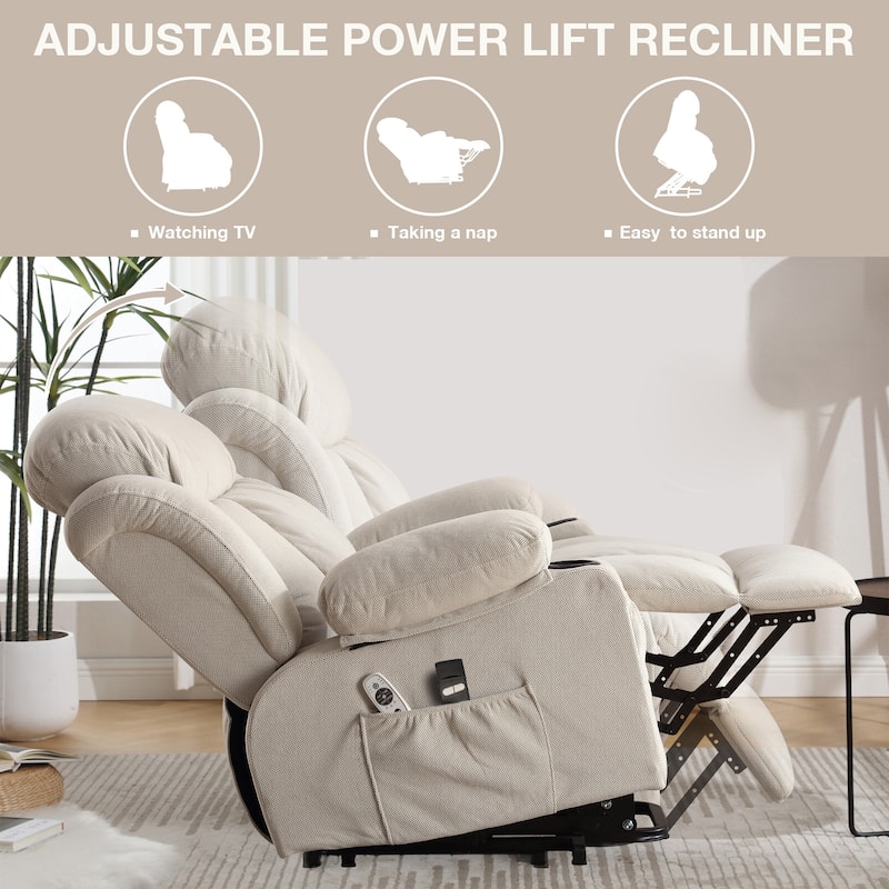 Electric Recliner Chair with Massage, Heat, USB & Cup Holders