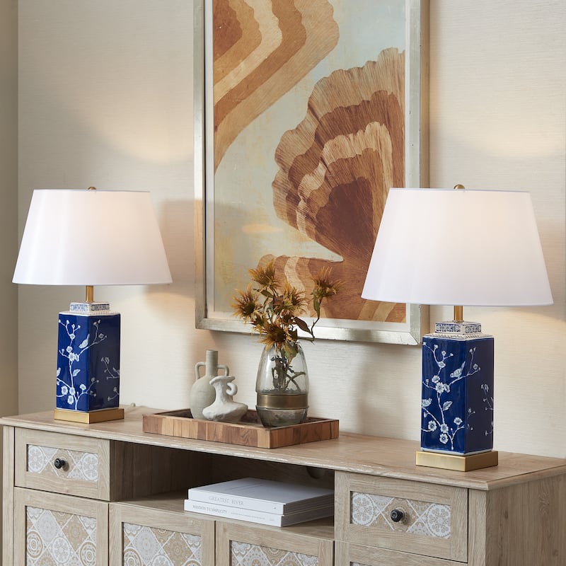 Acroma Blue/ White LED Dimmable Table Lamp with USB Port (Set of 2) - 23.5'' H