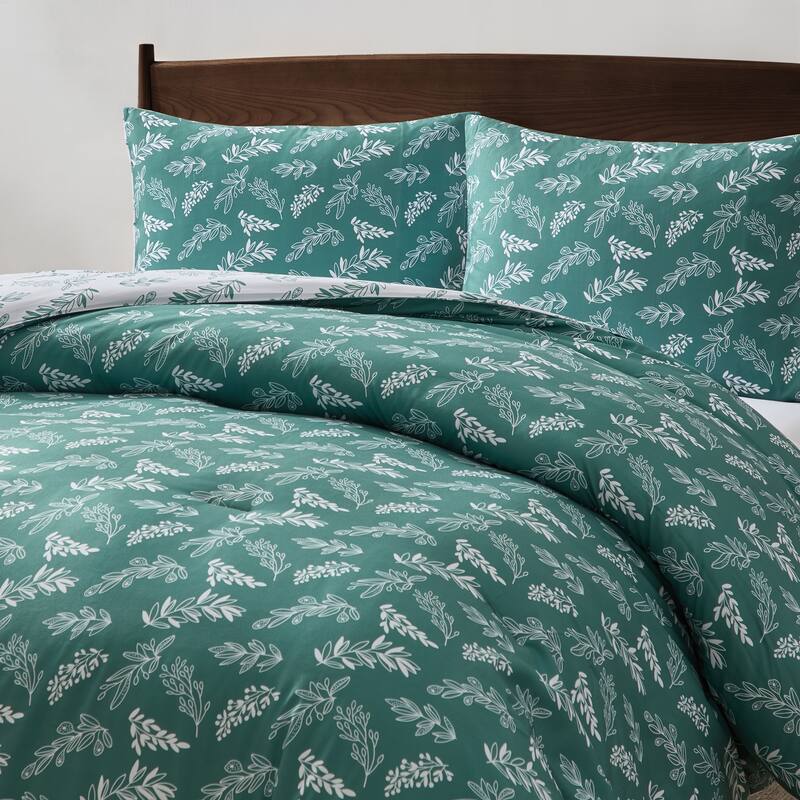 Empyrean 3PC Reversible Botanical Printed Comforter Bedding Set