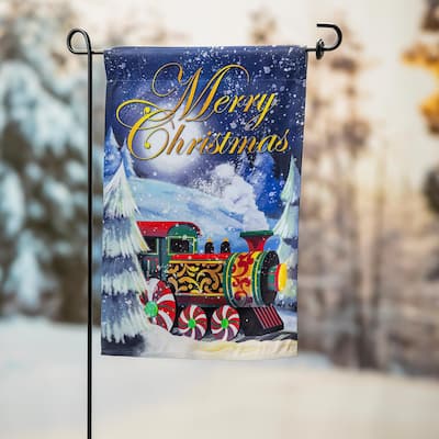 12.5 in. x 18 in. Home for the Holiday Train Garden Suede Flag - Multicolor - 12.5 in x 18 in