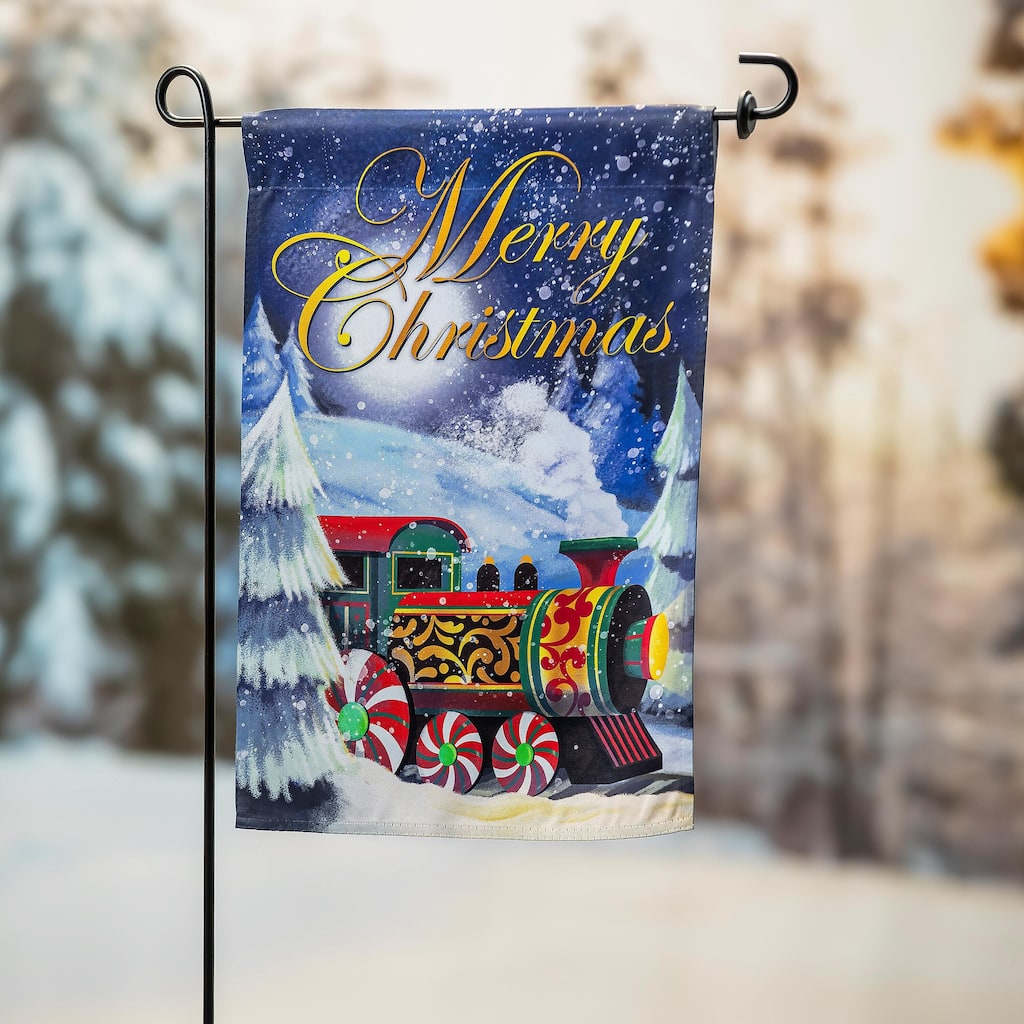 12.5 in. x 18 in. Home for the Holiday Train Garden Suede Flag - Multicolor - 12.5 in x 18 in