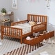 preview thumbnail 65 of 79, Wooden Platform Bed Underbed Storage Bed with Sides Guardrails Spindle Headboard and 2 Drawers 8.98 inch Storage Underneath