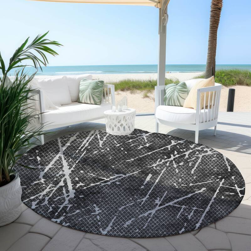 Machine Washable Indoor/ Outdoor Chantille Contemporary Crackle Rug
