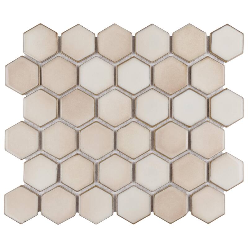 Merola Tile Hudson Due 2" Hex Truffle 10-7/8" x 12-5/8" Porcelain Mosaic Floor and Wall Tile