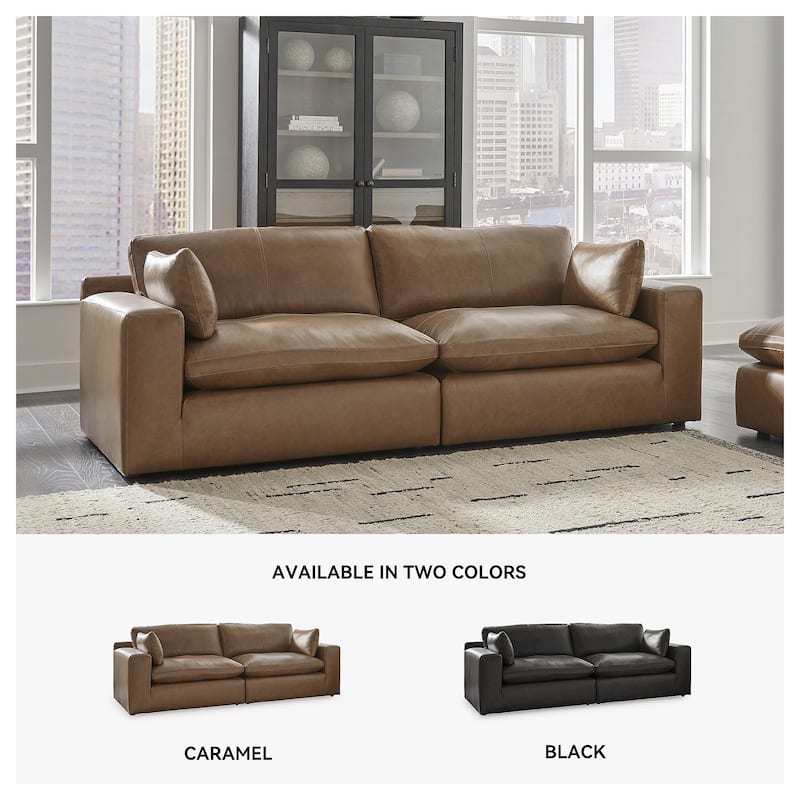 Signature Design by Ashley Emilia Caramel 2-Piece Loveseat - 98"W x 41"D x 36"H