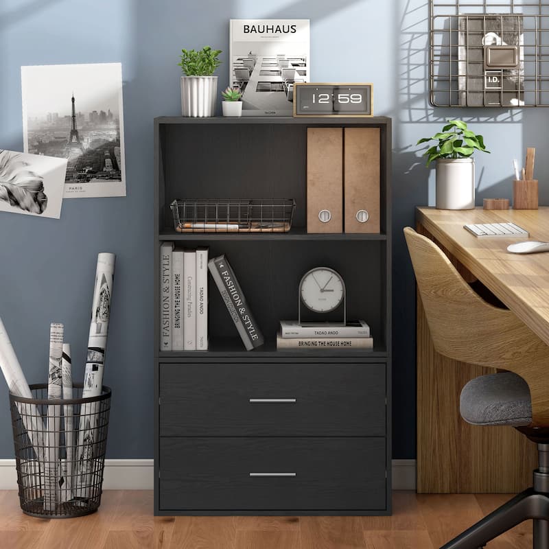 DH BASIC Modern Wood Customizable Stackable Storage Organizer - Cube Shelves, Drawer Cabinet, Bookcase with Doors by Denhour