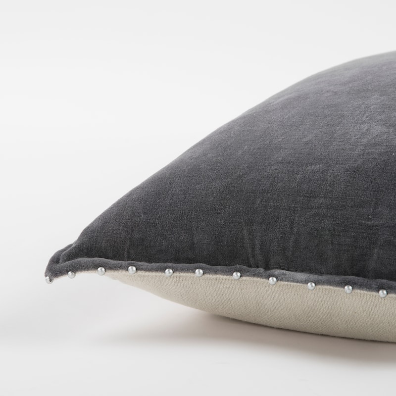 Rizzy Home Cotton Velvet Beaded Throw Pillow