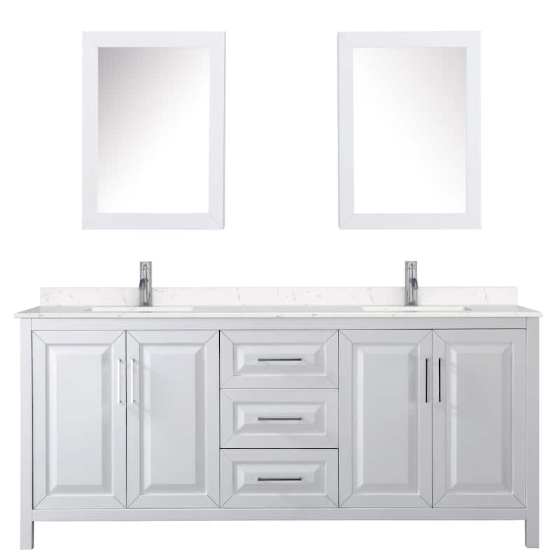 Daria 80 Inch Double Vanity, Cultured Marble Top, Medicine Cabinets