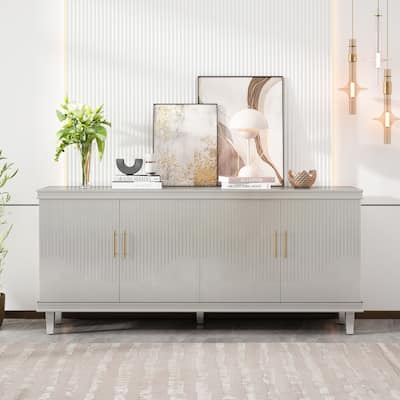 Large Storage Cabinet TV Cabinet with Adjustable Shelves, Champagne Sideboard Console Table with Double Storage Compartments