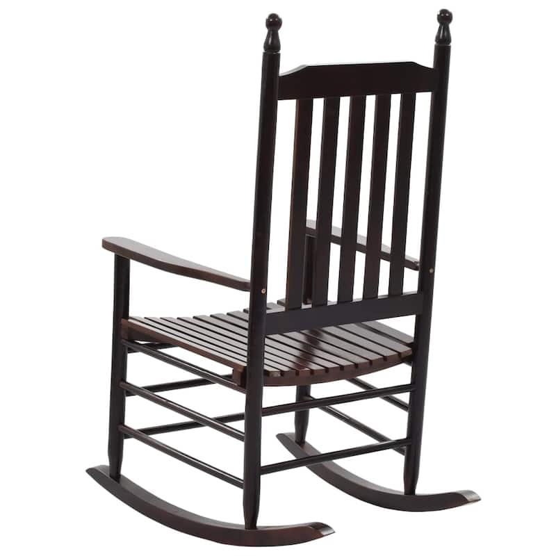 vidaXL Rocking Chair with Curved Seat Brown Poplar Wood - 23.8" x 32.3" x 44.9"
