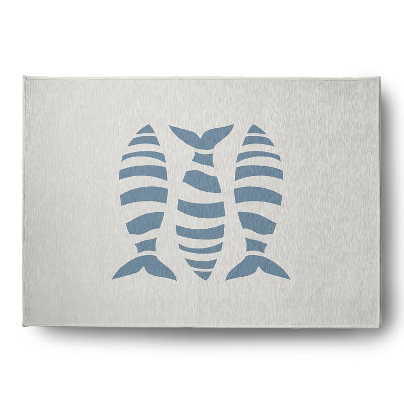 Puzzle Fish Nautical Chenille Rug - Dusty Smoke - 5' x 7'