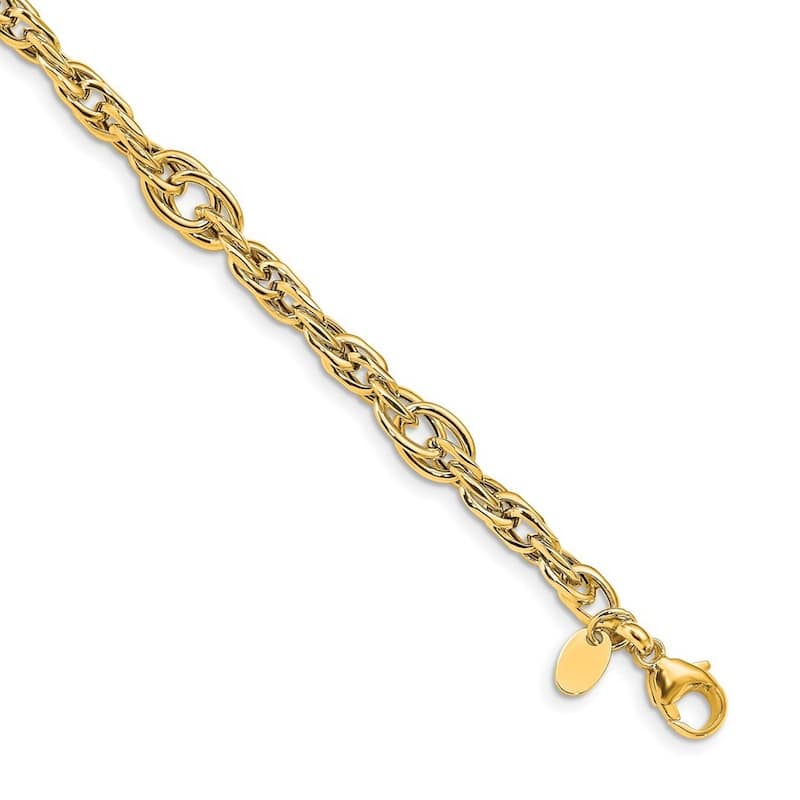 Curata 4.5mm 14k Gold Polished Link Bracelet 7.5 Inch