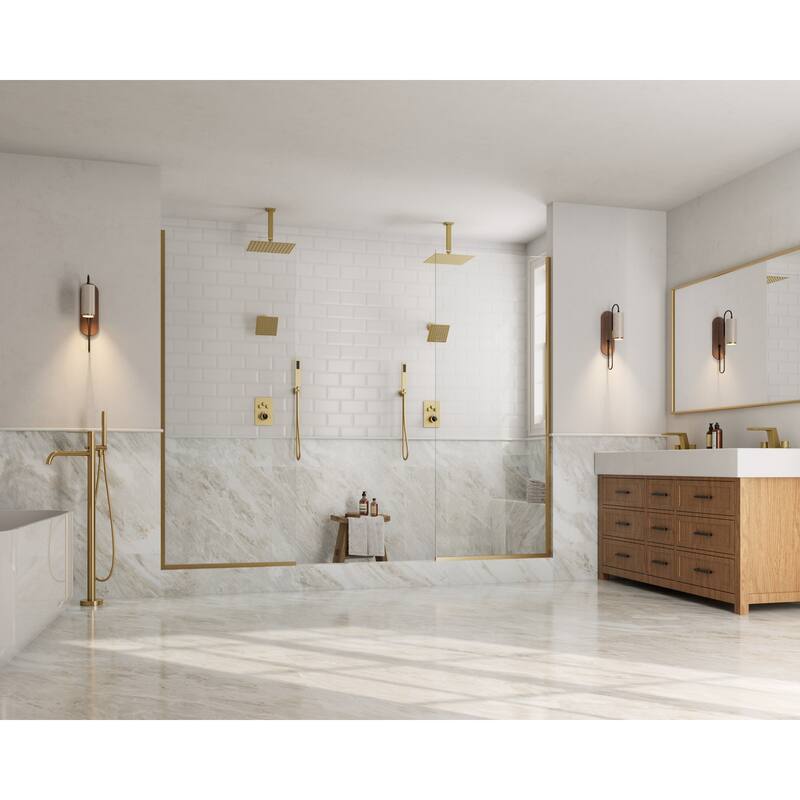GRANDJOY Dual Shower Heads System 12" & 6" Rainfall Shower Head with Handheld Sprayer