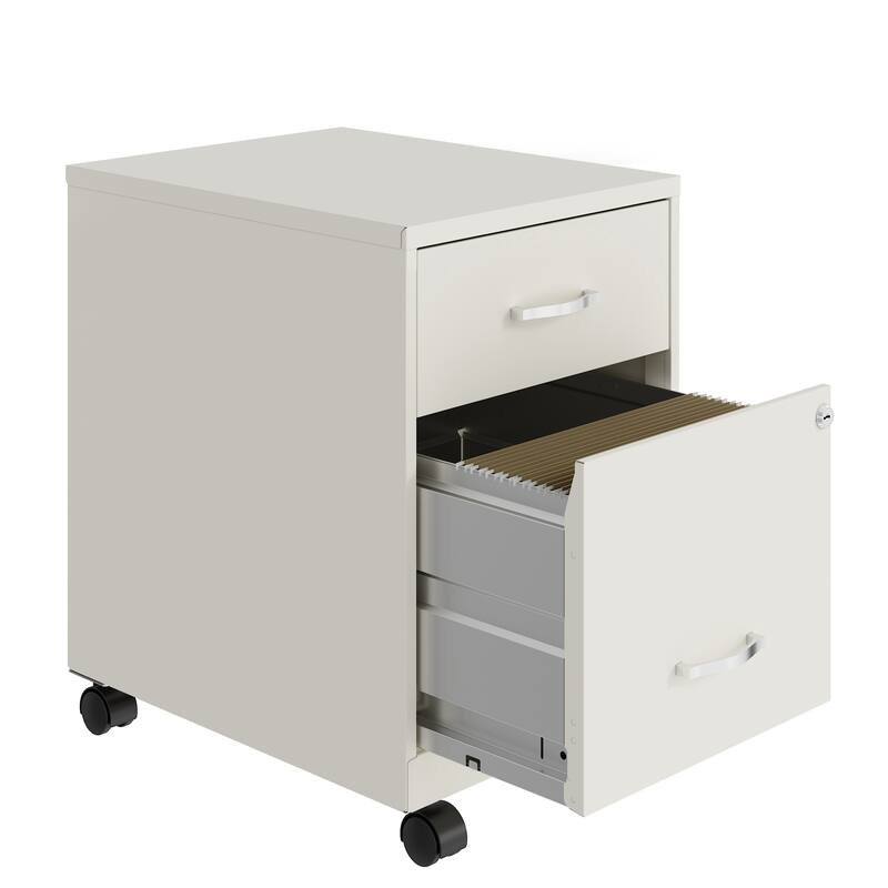 Space Solutions 18" Deep 2 Drawer Letter Width Mobile Vertical File Cabinet with Accessory Drawer - White