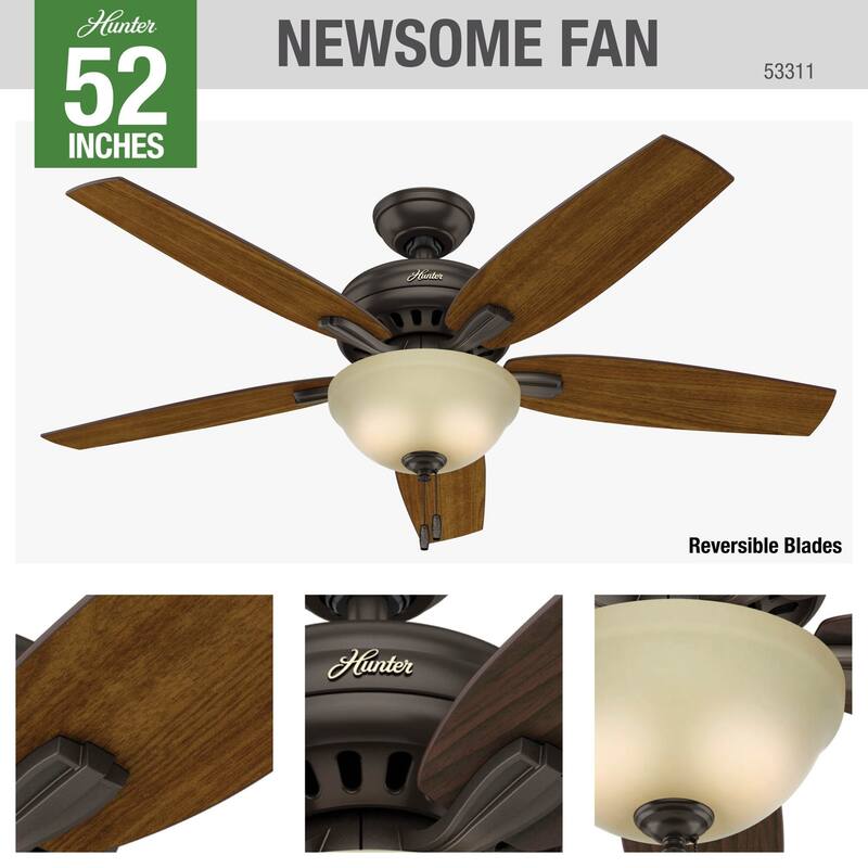 Hunter 52" Newsome Ceiling Fan with LED Bowl Light Kit and Pull Chain
