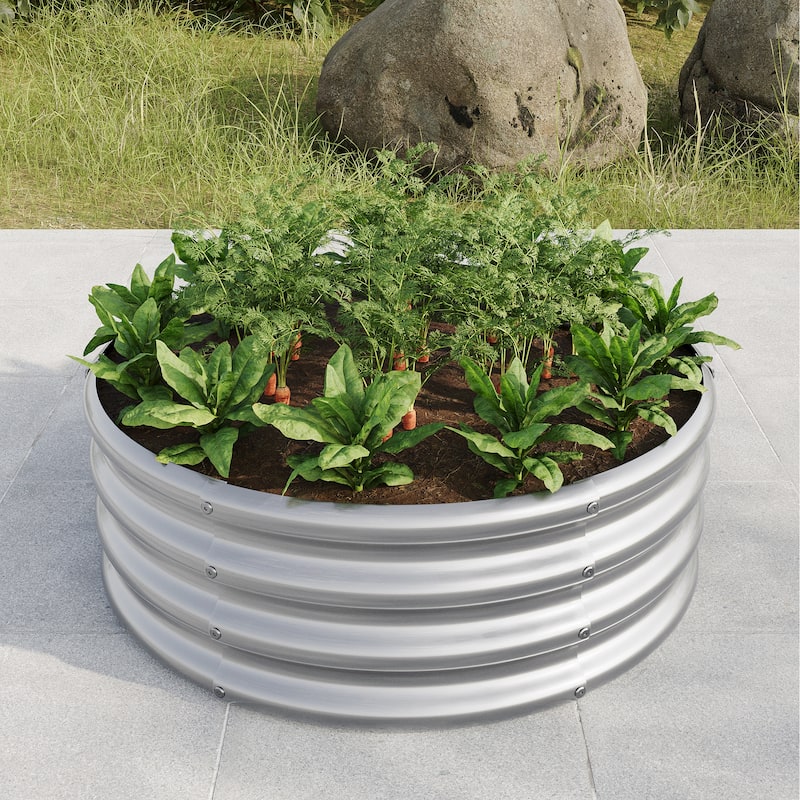 GDFStudio - Tall Round Metal Raised Garden Bed for Vegetables, Flowers, Herbs, and Fruits, Outdoor Backyard Patio Planter Box