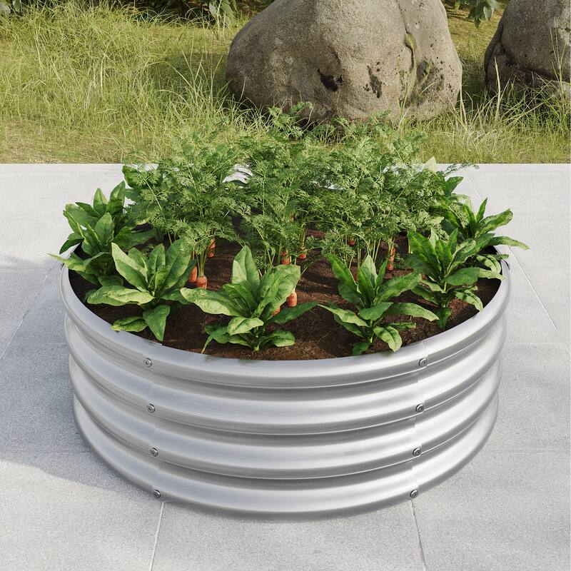 Outdoor Metal Round Raised Garden Bed,Planter Box for Vegetables ...