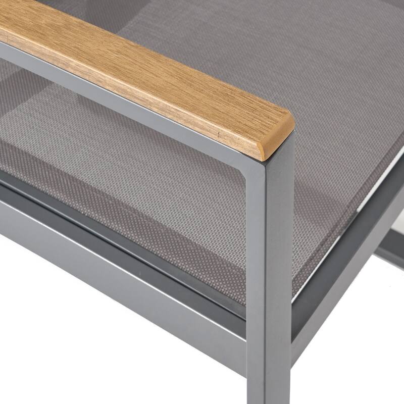 Outdoor 2 Piece Mesh Armrest Dining Chairs with Rust Proof Aluminum Frame for Dining Room Kitchen Bedroom Living Room Terrace